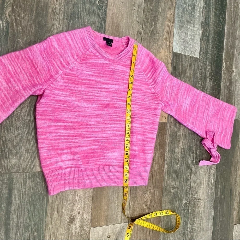 J. Crew Collection Pink Marled Alpaca Knit Tie Sleeve Sweater Sz M